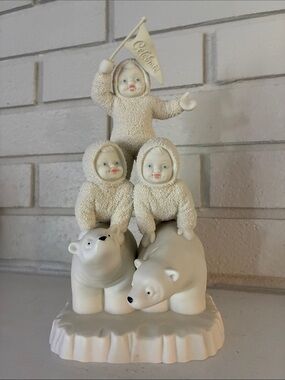 Vintage Department 56 - Polar Bear Angel Figurine Trio
